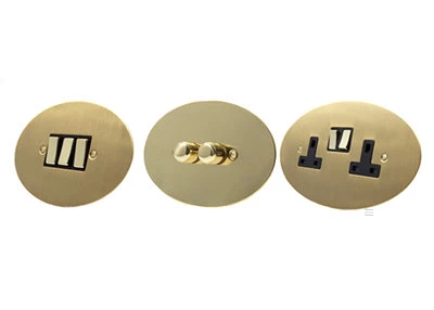 Ellipse Satin Brass Cooker Control (45 Amp Double Pole Switch and 13 Amp Socket)