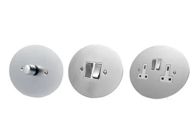 Ellipse Satin Chrome Round Pin Unswitched Socket (For Lighting)