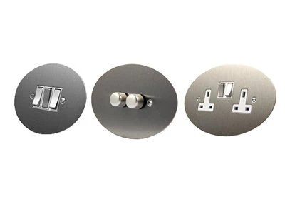 Ellipse Satin Stainless Round Pin Unswitched Socket (For Lighting)