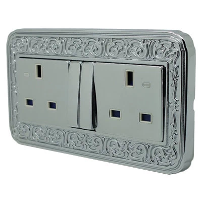 Emporio Ornate Silver Dimmer and Light Switch Combination