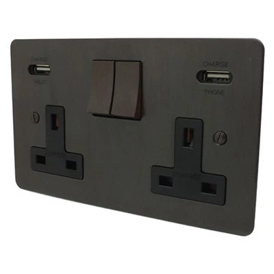 Executive Cocoa Bronze Plug Socket with USB Charging