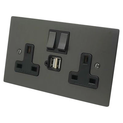 Executive Old Bronze Plug Socket with USB Charging