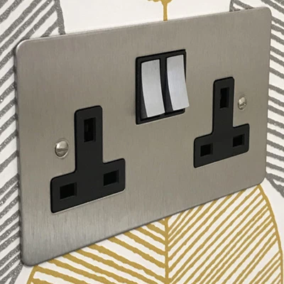 Executive Satin Stainless Steel Switched Plug Socket