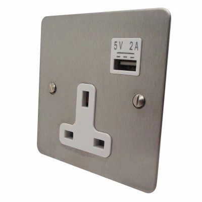 Executive Satin Stainless Steel TV, FM and SKY Socket
