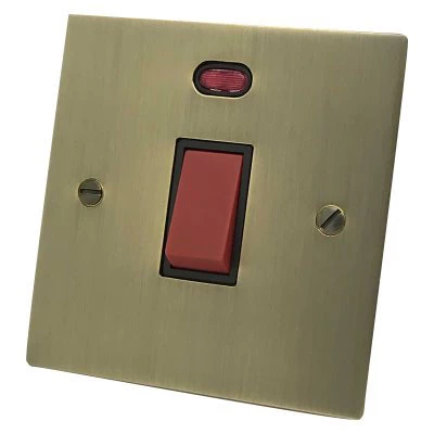 Executive Square Antique Brass Cooker (45 Amp Double Pole) Switch