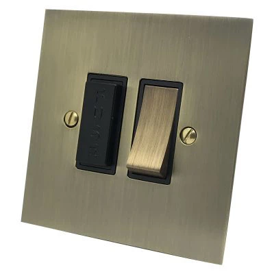 Executive Square Antique Brass Switched Fused Spur