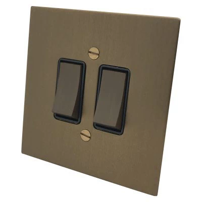 Executive Square Bronze Antique Intermediate Switch and Light Switch Combination