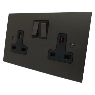 Executive Square Cocoa Bronze Switched Plug Socket