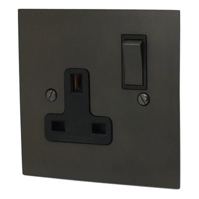 Executive Square Old Bronze Switched Plug Socket