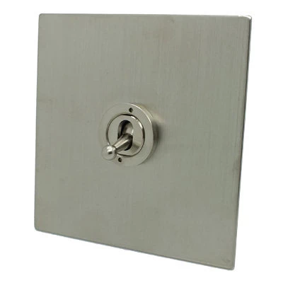 Executive Square Satin Nickel Intermediate Toggle Switch and Toggle Switch Combination