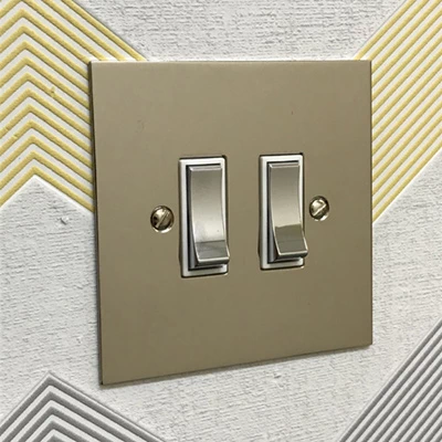 Executive Square Polished Nickel Intermediate Switch and Light Switch Combination