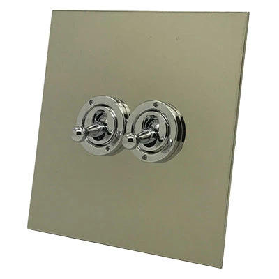 Executive Square Polished Nickel Dimmer and Light Switch Combination