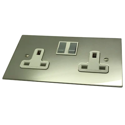 Executive Square Polished Stainless Steel Switched Plug Socket