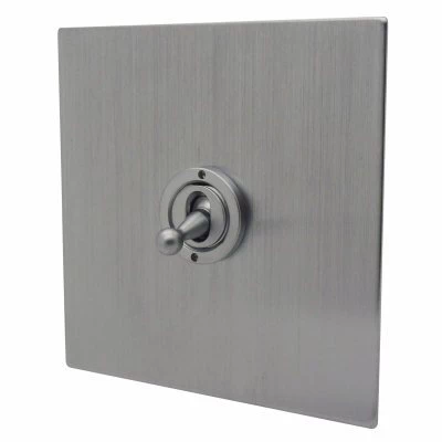 Executive Square Satin Chrome Round Pin Unswitched Socket (For Lighting)