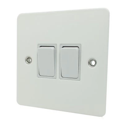 Flat Matt White Intermediate Switch and Light Switch Combination