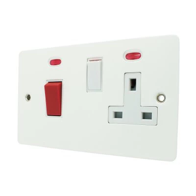 Flat Matt White Cooker Control (45 Amp Double Pole Switch and 13 Amp Socket)