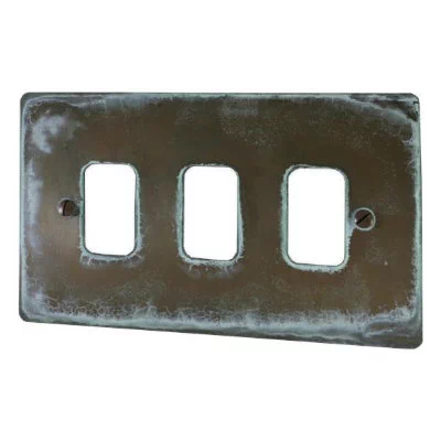 Flat Vintage Grid Weathered Copper Sockets & Switches
