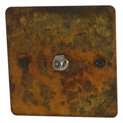 Flat Vintage Rust Satellite Socket (F Connector)