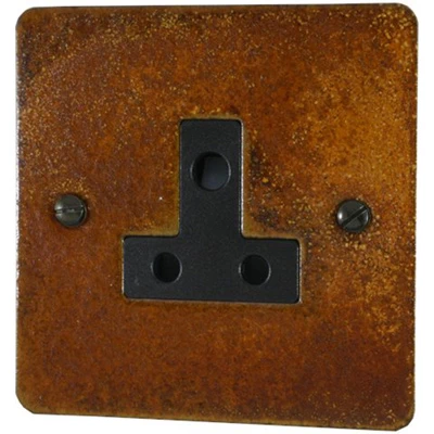 Flat Vintage Rust Round Pin Unswitched Socket (For Lighting)