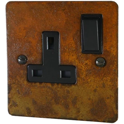 Flat Vintage Rust Switched Plug Socket