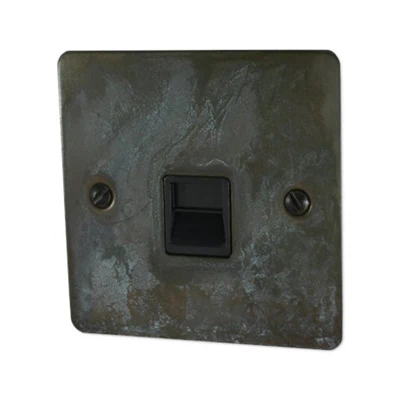 Flat Vintage Weathered Copper Telephone Extension Socket