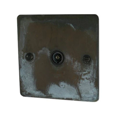 Flat Vintage Weathered Copper TV Socket