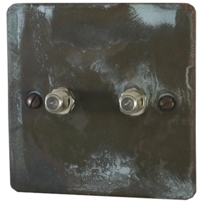 Flat Vintage Weathered Copper Satellite Socket (F Connector)