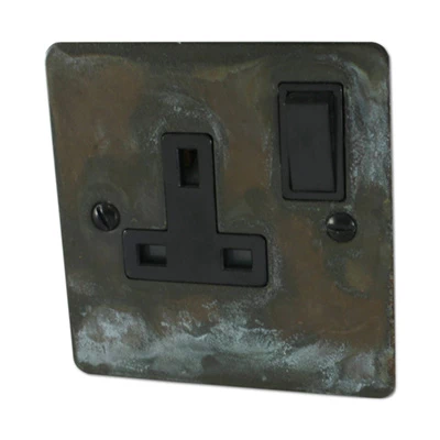 Flat Vintage Weathered Copper Switched Plug Socket