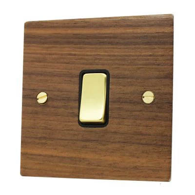 Flat Wood Veneer Walnut | Polished Brass Sockets & Switches