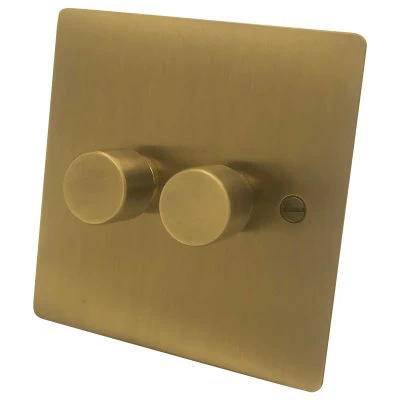 Flatplate Supreme Antique Brass LED Dimmer and Push Light Switch Combination