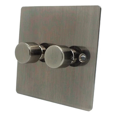 Flatplate Supreme Antique Pewter Push Intermediate Switch and Push Light Switch Combination