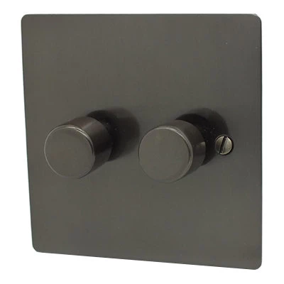 Flatplate Supreme Bronze LED Dimmer and Push Light Switch Combination