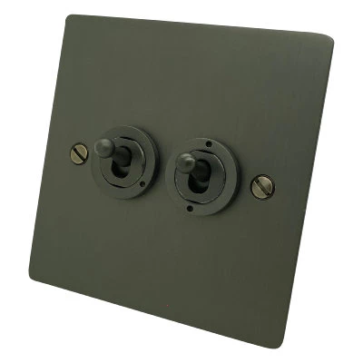 Flatplate Supreme Old Bronze Intermediate Toggle Switch and Toggle Switch Combination