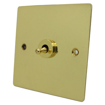 Flatplate Supreme Polished Brass Dimmer and Toggle Switch Combination