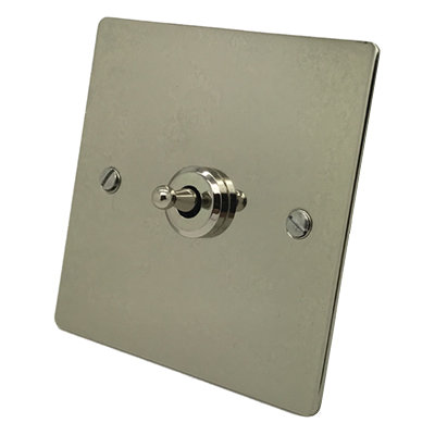 Flatplate Supreme Polished Nickel Dimmer and Toggle Switch Combination