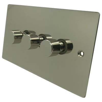 Flatplate Supreme Polished Nickel LED Dimmer and Push Light Switch Combination