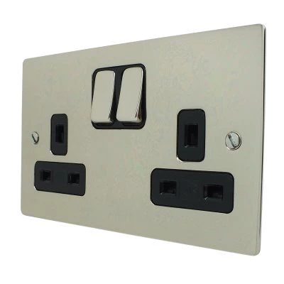 Flatplate Supreme Polished Nickel Plug Socket with USB Charging