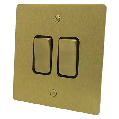 Flatplate Supreme Satin Brass Intermediate Switch and Light Switch Combination