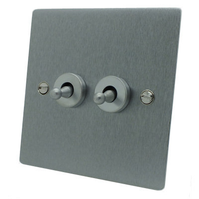 Flatplate Supreme Satin Chrome Dimmer and Toggle Switch Combination