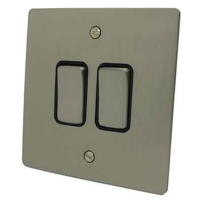 Flatplate Supreme Satin Nickel Dimmer and Toggle Switch Combination