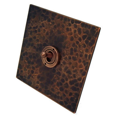 Hand Forged Hammered Copper Intermediate Switch and Light Switch Combination