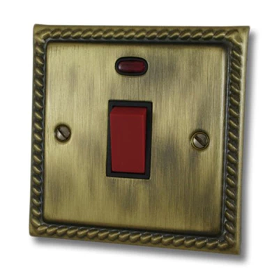 Georgian Antique Brass Cooker (45 Amp Double Pole) Switch