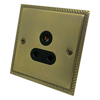 Georgian Flat Antique Brass Round Pin Unswitched Socket (For Lighting)