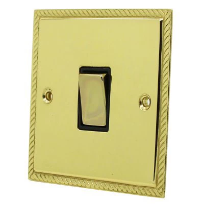 Georgian Flat Polished Brass Cooker (45 Amp Double Pole) Switch