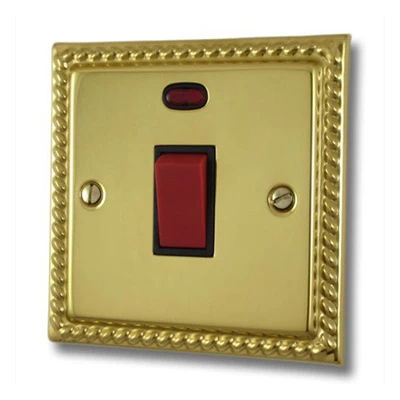 Georgian Polished Brass Cooker (45 Amp Double Pole) Switch