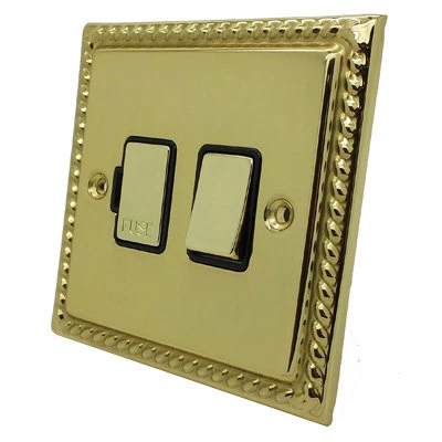 Georgian Polished Brass Switched Fused Spur