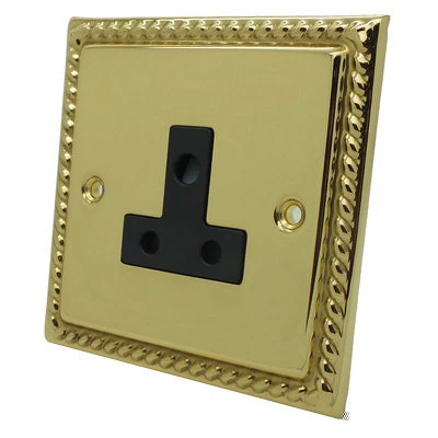 Georgian Polished Brass Round Pin Unswitched Socket (For Lighting)