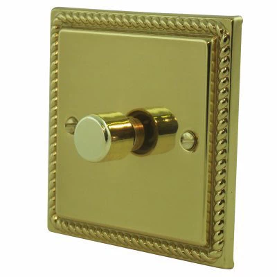 Georgian Premier Polished Brass Dimmer and Light Switch Combination