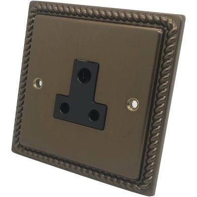 Georgian Premier Bronze Antique Round Pin Unswitched Socket (For Lighting)