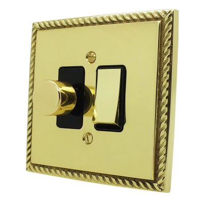Georgian Premier Plus Polished Brass (Cast) Dimmer and Light Switch Combination